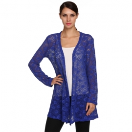 Cardigans Meaneor Women's Long Sleeve Lace Crochet Bolero Hollow Sheer Knit Cardigan Top
