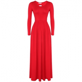 Maxi Meaneor Women Long and 3 4 Sleeve Solid Plus Size Maxi Long Evening Party Dress (XXL, Red)