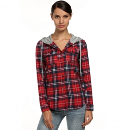 T-Shirts Meaneor Women's Flannel Cotton Plaid Button Down Long Sleeve Shirts
