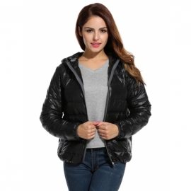 Outerwear Meaneor Women's Long Sleeve Hooded Packable Ultra Light Weight Short Down Jacket